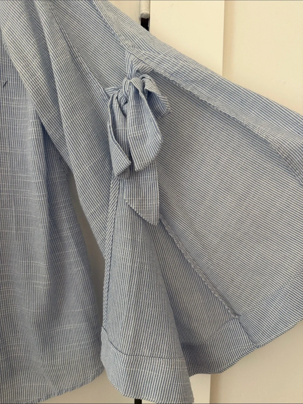 Hem & Thread Light Blue Tie-Sleeve Blouse